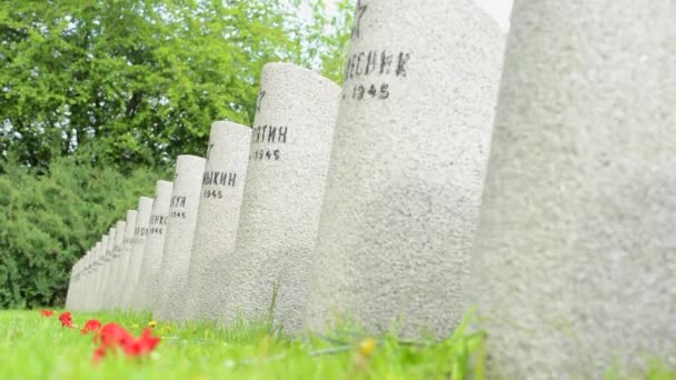 PRAGA, REPUBBLICA CECA - 2 MAGGIO 2015: Cimitero - lapidi - Seconda Guerra Mondiale — Video Stock