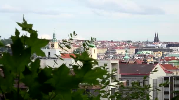 Panorama de Praga - techos de edificios - iglesia — Vídeos de Stock