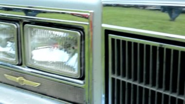 Prag, Çek Cumhuriyeti - 20 Haziran 2015: eski vintage Amerikan arabası - far detayı