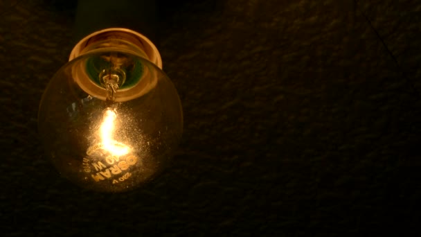 Lighting bulb in the sheer dark - close up — Stock Video