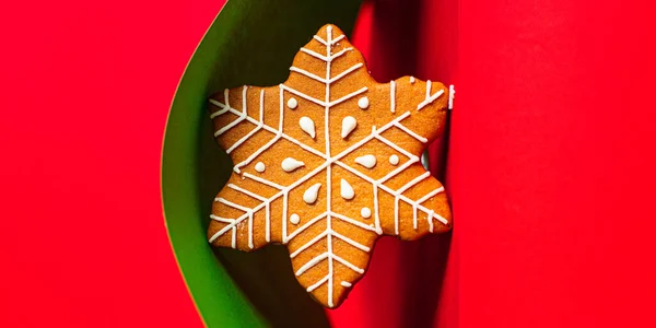 Galleta Jengibre Pastel Navidad Divertido Postre Nuevo Año Tratar Comida — Foto de Stock