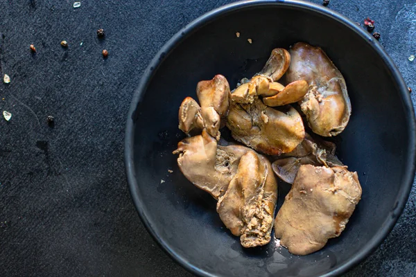 Hati Ayam Yang Direbus Siap Untuk Makan Makanan Sehat Atas — Stok Foto
