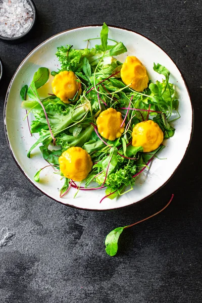 Salada Saudável Abóbora Abóbora Legumes Conjunto Ingredientes Refeição Fresca Mesa — Fotografia de Stock