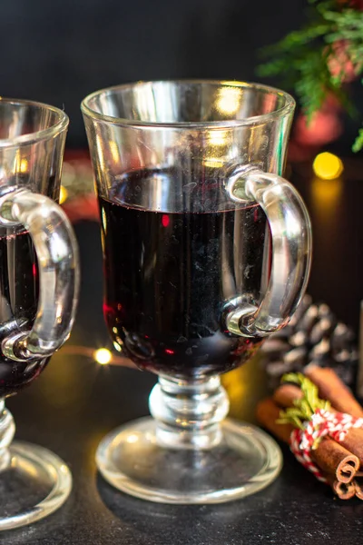 Mulled Wine Red Wine Christmas Background Festive Table Setting Holidays — Stock Photo, Image