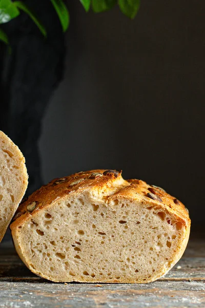 Whole Grain Bread Pumpkin Sunflower Seeds Rye Sour Dough Loaf — Stock Photo, Image