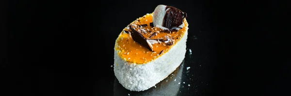 Torta Mousse Dessert Soufflé Gelatina Dolce Cremoso Frutta Ripieno Cioccolato — Foto Stock