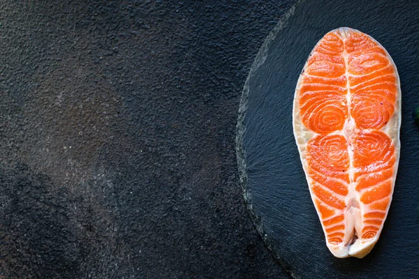 Verse Zalm Vis Rauwe Zeevruchten Omega Tweede Gang Snack Klaar — Stockfoto