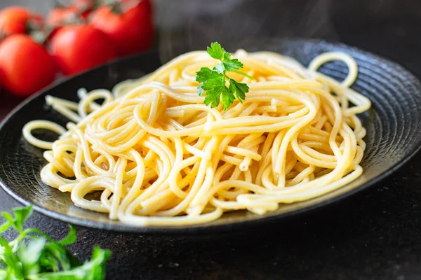 Macarrão Espaguete Segundo Curso Sem Glúten Pronto Para Comer Mesa — Fotografia de Stock