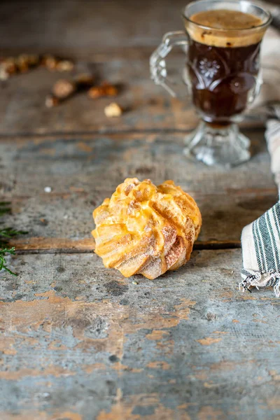 Choux Кондитерской Эклер Profiterole Начинка Сладкий Соленый Пушистый Тесто Домашний — стоковое фото