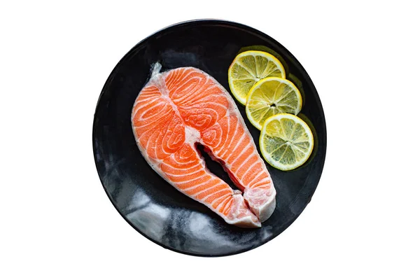 Peixe Vermelho Cru Salmão Frutos Mar Frescos Prontos Para Cozinhar — Fotografia de Stock