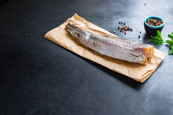 Seehecht Fisch Roh Filet Meeresfrüchte Omega Vitamin Fertig Zum Essen — Stockfoto