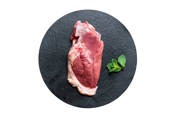 Anatra Petto Carne Cruda Pollame Barbecue Porzione Sulla Tavola Pasto — Foto Stock