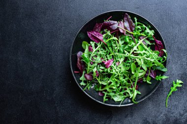 Salata marulları sebzeleri karıştırır. Sebzeleri karıştırır. Sebzeleri karıştırır.