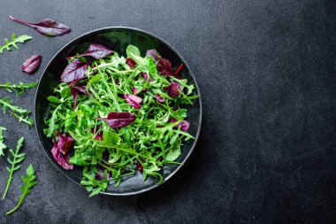 Salata marulları sebzeleri karıştırır. Sebzeleri karıştırır. Sebzeleri karıştırır.