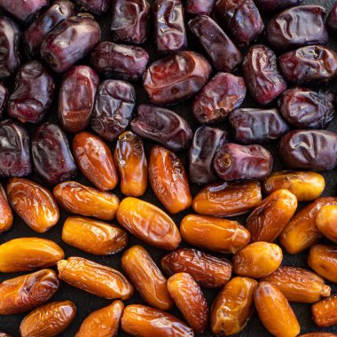 Hurma, sağlıklı, tatlı, kurutulmuş meyve, atıştırmalık sağlıklı yemek, üst görünüm, metin yiyecekleri için fotokopi alanı, arka plan, kırsal görüntü, keto veya paleo diyet vegan veya vejetaryen yiyecekler.