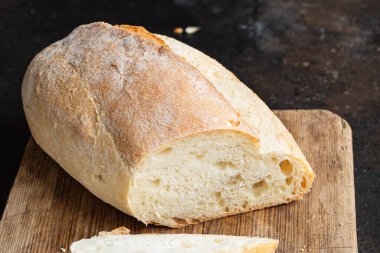 Beyaz somun ekmek fırın hamur hamuru çerez sağlıklı yemek üst görünüm fotokopi alanı metin gıda arka plan kırsal görüntü için