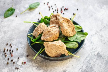 Seitan soya eti, çiğ et. Atıştırmaya hazır. Sağlıklı yemek. 