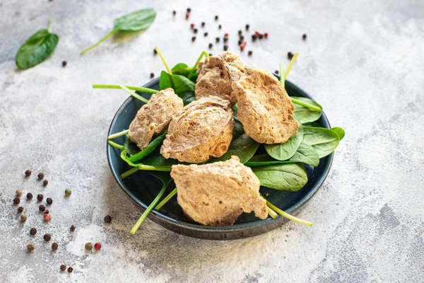 Seitan Soy Meat Raw Pieces Ready Cook Snack Healthy Meal Stock Image