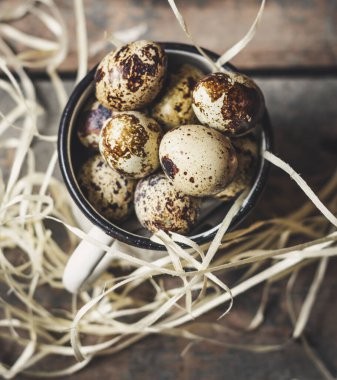 Metal bardakta bıldırcın yumurtası 