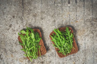 close up fresh arugula leaves 
