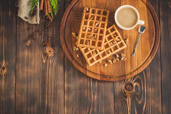 Nahaufnahme Belgischer Waffeln Zum Frühstück — Stockfoto