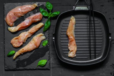 raw chicken meat slices for grill