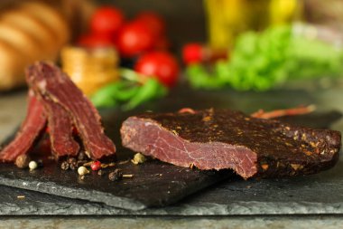 meat smoked and jerky food background