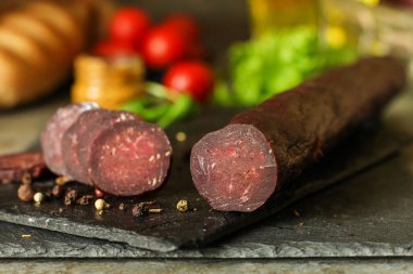 meat smoked and jerky food background