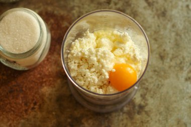 cottage cheese muffins preparation, ingredients close up