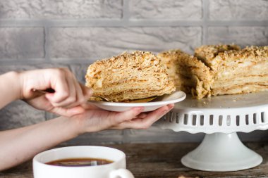 Napolyon pastası kırsal arka planda