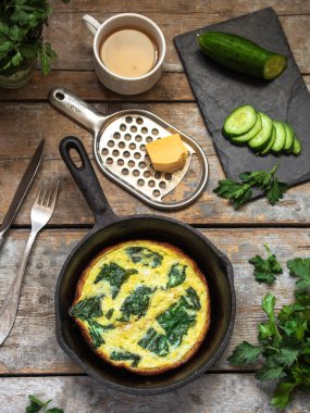 Ispanaklı omlet, yakından.