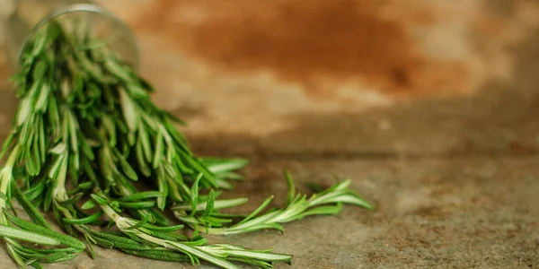 Fresh Green Rosemary Wooden Background — Stock Photo, Image