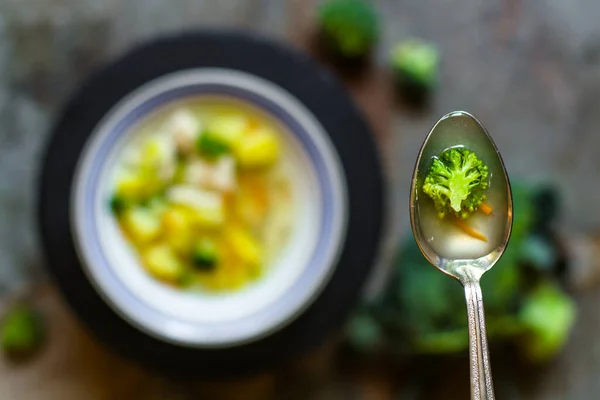 Soup Brocolli Chicken — Stockfoto