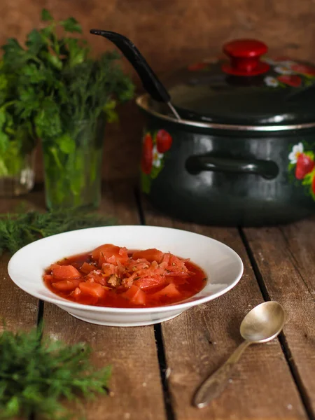 토마토 수프는 코스를 — 스톡 사진