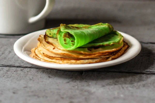 Gröna Pannkakor Närbild — Stockfoto