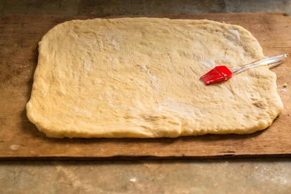 Hemmagjorda Kanelbullar Beredning — Stockfoto