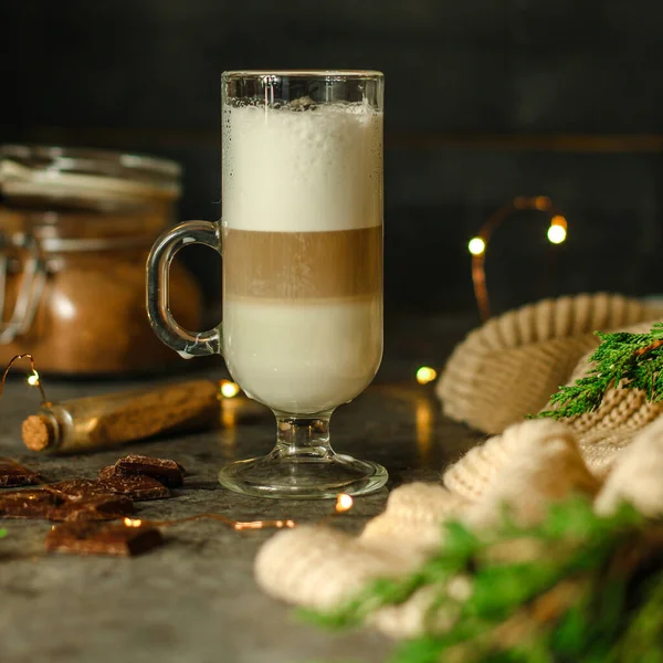 Tät Latte Transparent Kopp — Stockfoto