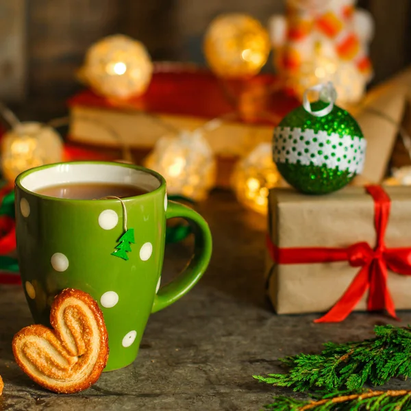 Cerrar Taza Fondo Navidad — Foto de Stock