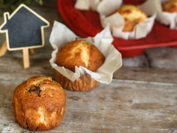 Cupcakes Crăciun Coacere Anul Nou Tratează Porția Dulce Desert Proaspăt — Fotografie, imagine de stoc