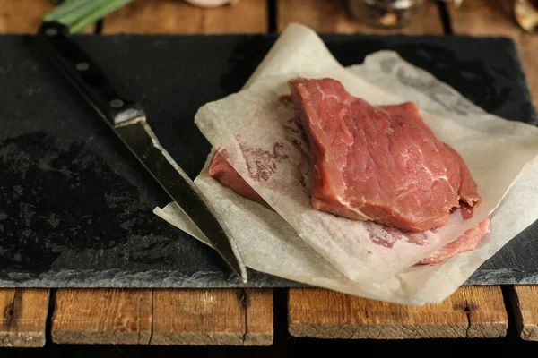 Raw Beef Meat Slice Ingredients — Stock Photo, Image