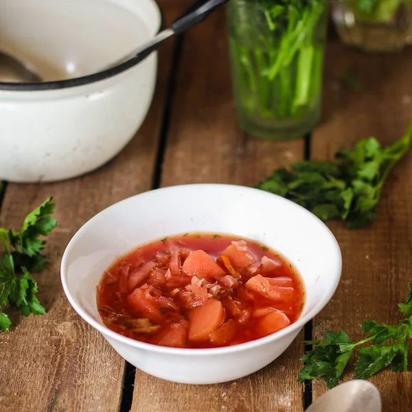 토마토 수프는 코스를 — 스톡 사진