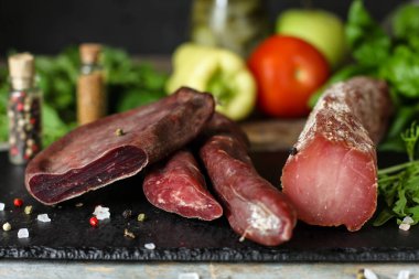 meat smoked and jerky food background