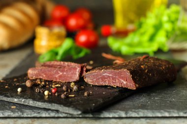 meat smoked and jerky food background