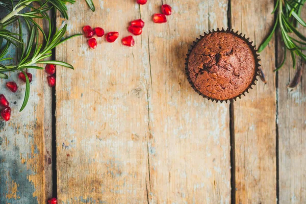 Шоколадный Кекс Деревянном Фоне — стоковое фото