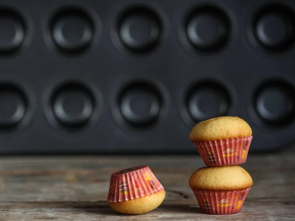 Hausgemachte Muffins Cupcakes Aus Nächster Nähe — Stockfoto
