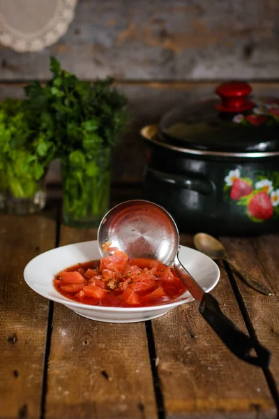Борщ Красного Томатного Супа — стоковое фото