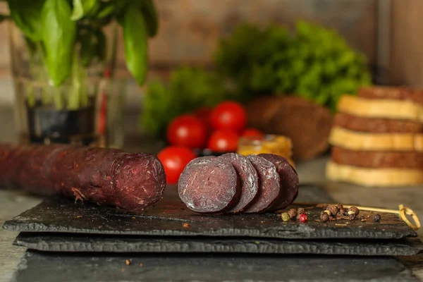 Meat Smoked Jerky Food Background — Stockfoto