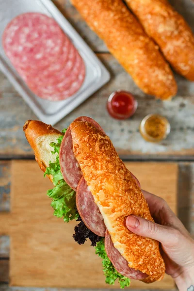 Ingredients Sandwich Top View — Stockfoto