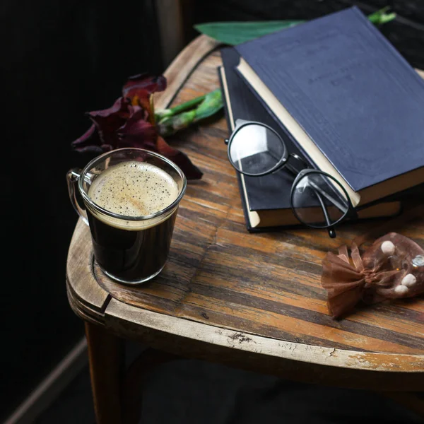 Стакан Кофе Деревянном Фоне — стоковое фото