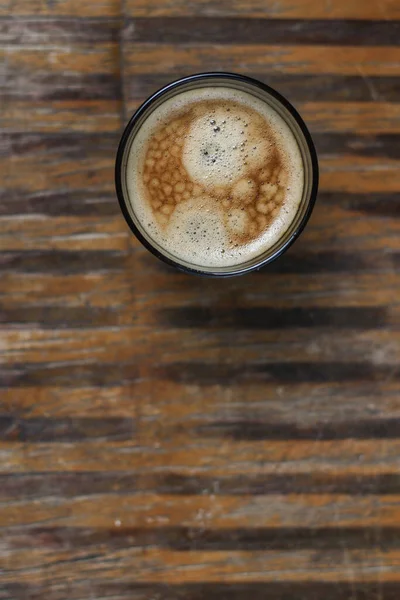 Pohár Kávé Ital Fából Készült Háttér — Stock Fotó